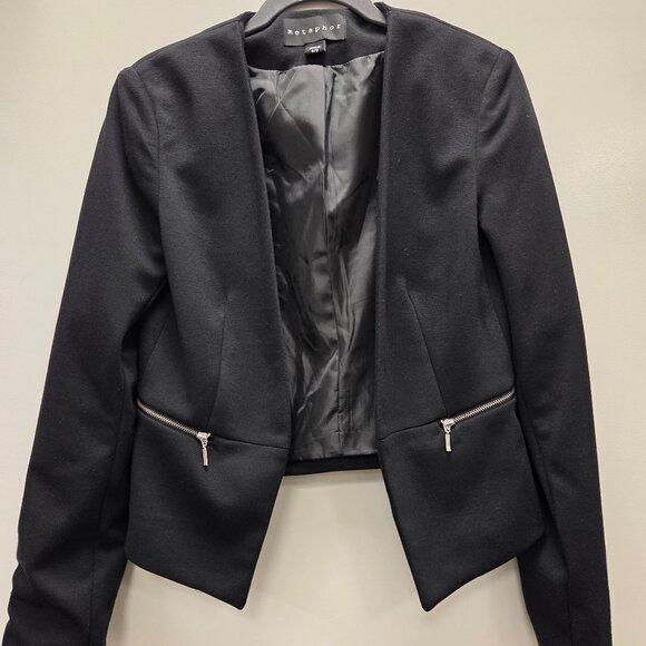 Metaphor Black Blazer with side zip pockets, Size Small - Picture 1 of 5